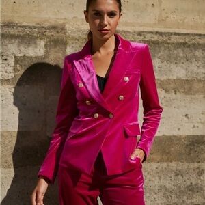 Magenta Velvet Blazer